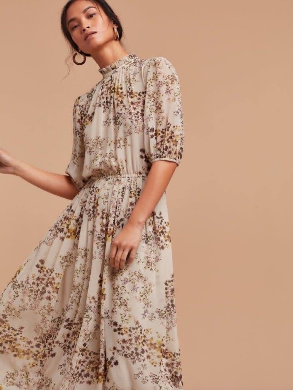 wilfred replique dress White Floral Ruffle Maxi Dress with Yellow & Green xxs